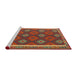 Serging Thickness of Machine Washable Contemporary Red Rug, wshcon2214