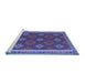 Sideview of Machine Washable Oriental Blue Traditional Rug, wshcon2214blu