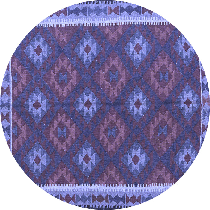 Round Machine Washable Oriental Blue Traditional Rug, wshcon2214blu