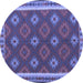 Round Machine Washable Oriental Blue Traditional Rug, wshcon2214blu