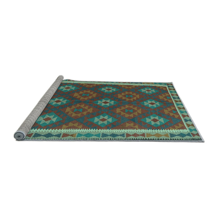 Sideview of Machine Washable Oriental Light Blue Traditional Rug, wshcon2214lblu