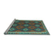 Sideview of Machine Washable Oriental Light Blue Traditional Rug, wshcon2214lblu