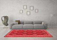 Machine Washable Oriental Red Traditional Rug, wshcon2214red