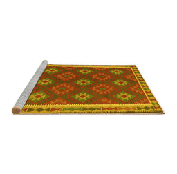Sideview of Machine Washable Oriental Yellow Traditional Rug, wshcon2214yw
