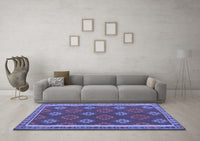 Machine Washable Oriental Blue Traditional Rug, wshcon2214blu