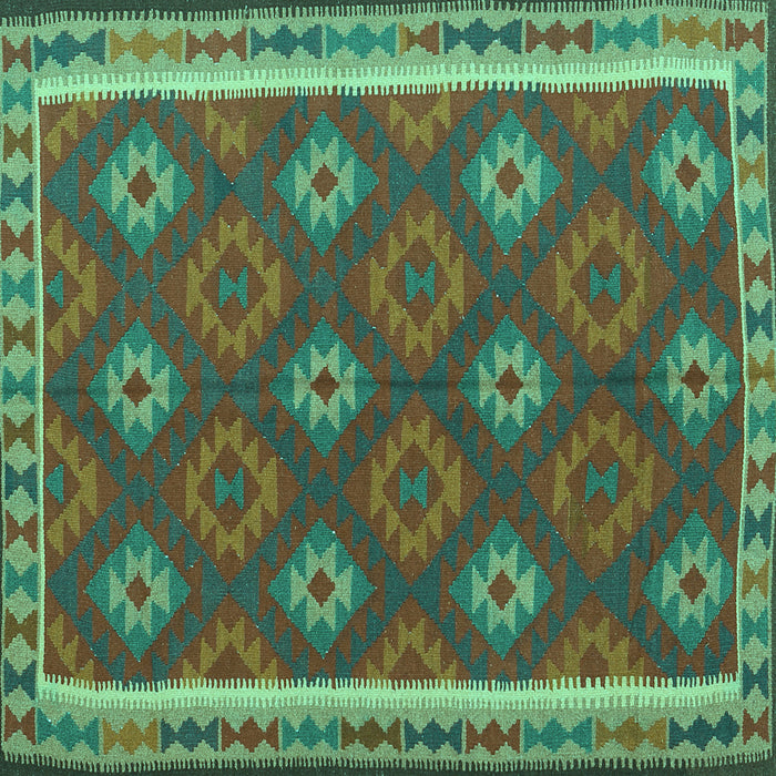 Square Oriental Turquoise Traditional Rug, con2214turq