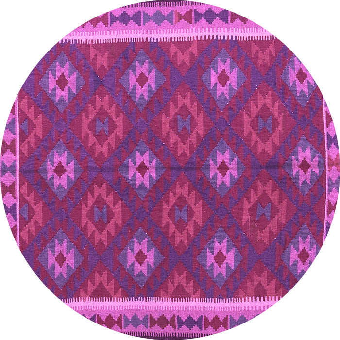 Round Machine Washable Oriental Purple Traditional Area Rugs, wshcon2214pur