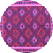 Round Machine Washable Oriental Purple Traditional Area Rugs, wshcon2214pur