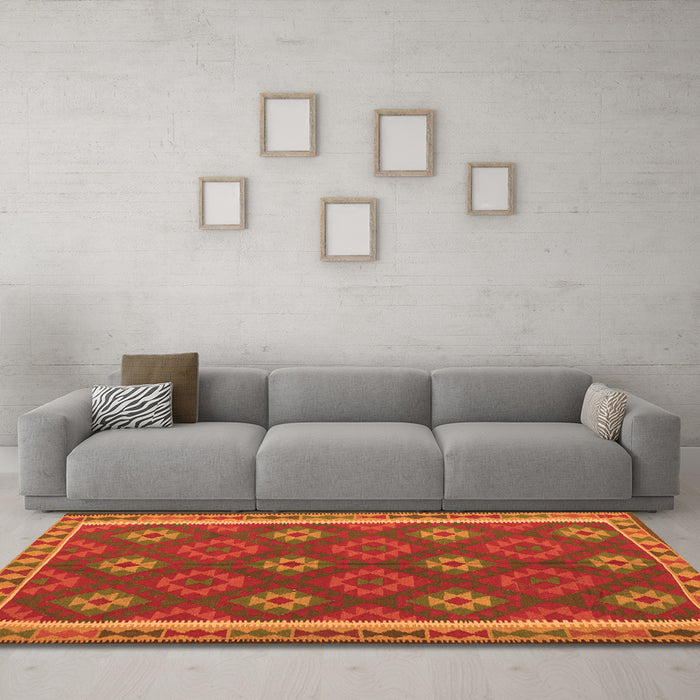 Machine Washable Oriental Orange Traditional Area Rugs in a Living Room, wshcon2214org