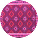 Round Machine Washable Oriental Pink Traditional Rug, wshcon2214pnk