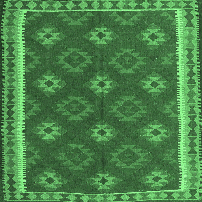 Square Oriental Emerald Green Traditional Rug, con2214emgrn