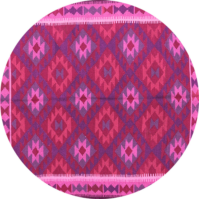 Round Oriental Pink Traditional Rug, con2214pnk