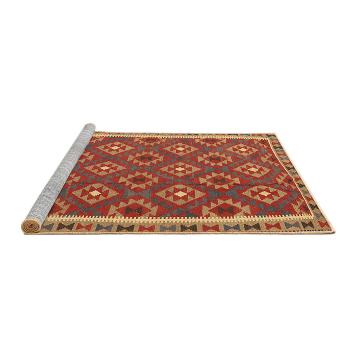 Serging Thickness of Machine Washable Contemporary Red Rug, wshcon2215