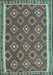 Machine Washable Oriental Light Blue Traditional Rug, wshcon2215lblu