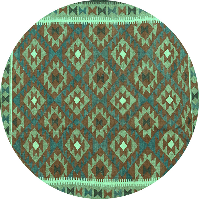 Round Oriental Turquoise Traditional Rug, con2215turq