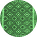 Round Machine Washable Oriental Emerald Green Traditional Area Rugs, wshcon2215emgrn