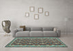 Machine Washable Oriental Light Blue Traditional Rug in a Living Room, wshcon2215lblu