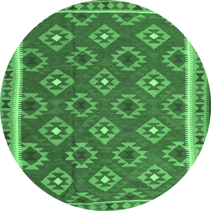 Round Oriental Emerald Green Traditional Rug, con2215emgrn