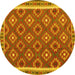 Round Machine Washable Oriental Yellow Traditional Rug, wshcon2215yw