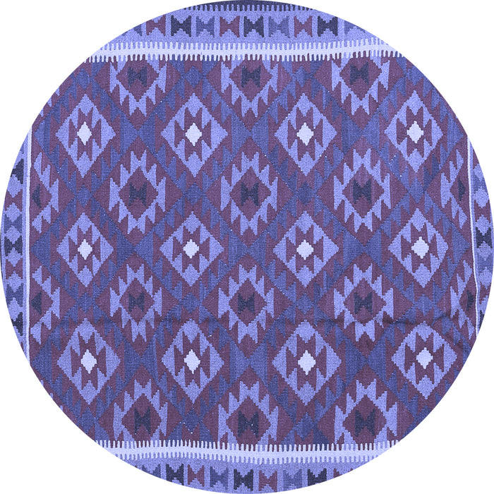 Round Machine Washable Oriental Blue Traditional Rug, wshcon2215blu