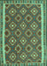 Machine Washable Oriental Turquoise Traditional Area Rugs, wshcon2215turq