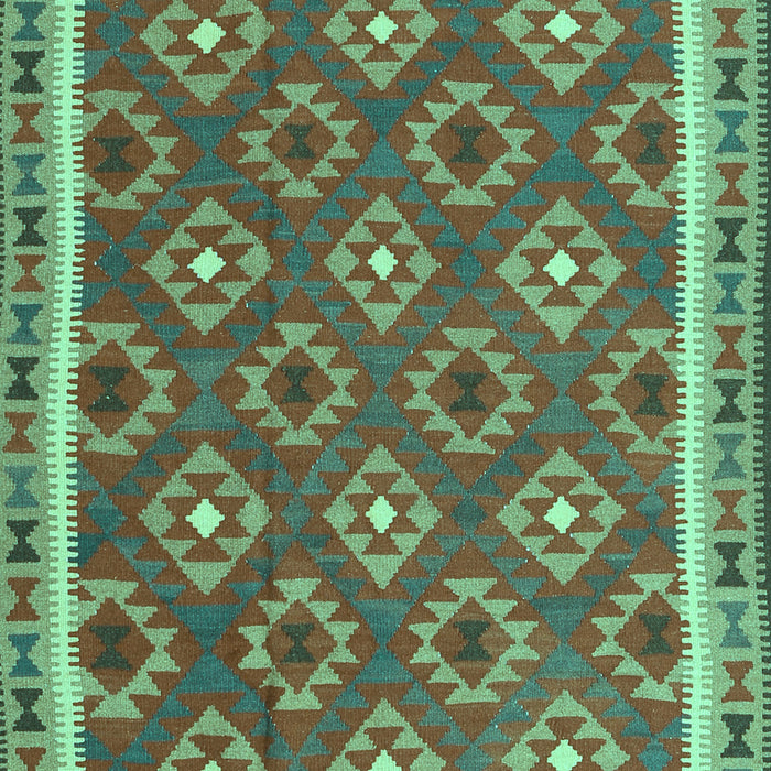 Machine Washable Oriental Turquoise Traditional Area Rugs, wshcon2215turq
