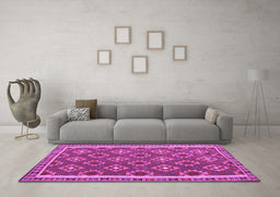 Machine Washable Oriental Purple Traditional Area Rugs in a Living Room, wshcon2215pur