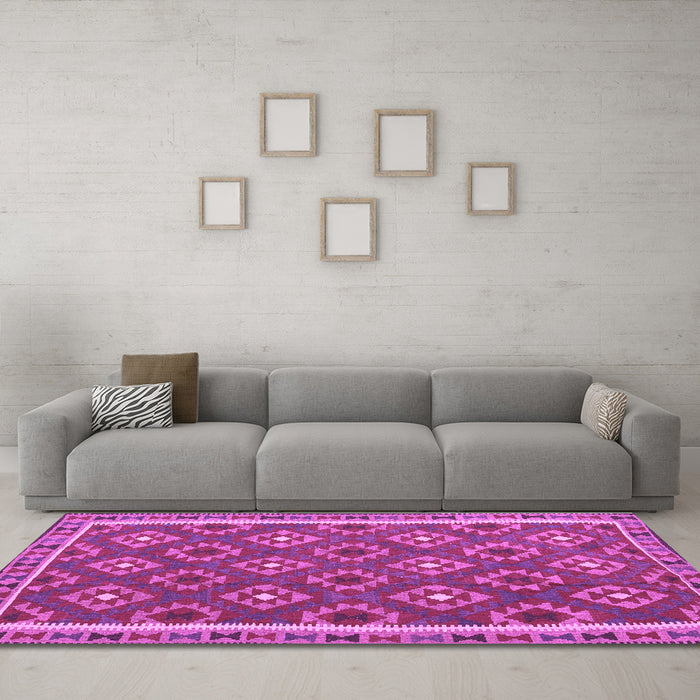 Machine Washable Oriental Purple Traditional Area Rugs in a Living Room, wshcon2215pur
