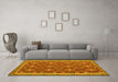 Machine Washable Oriental Yellow Traditional Rug in a Living Room, wshcon2215yw