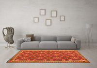 Machine Washable Oriental Orange Traditional Rug, wshcon2215org