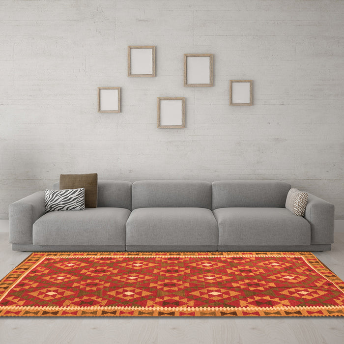 Machine Washable Oriental Orange Traditional Area Rugs in a Living Room, wshcon2215org
