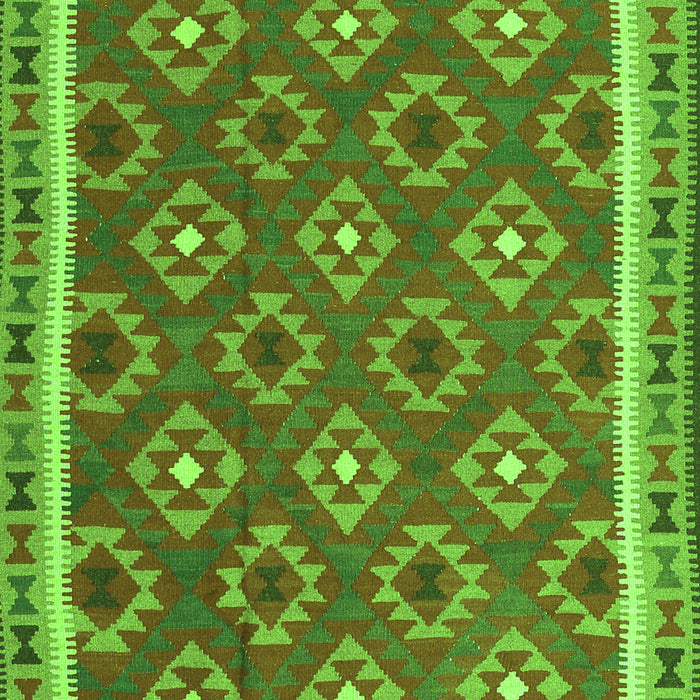 Serging Thickness of Machine Washable Oriental Green Traditional Area Rugs, wshcon2215grn