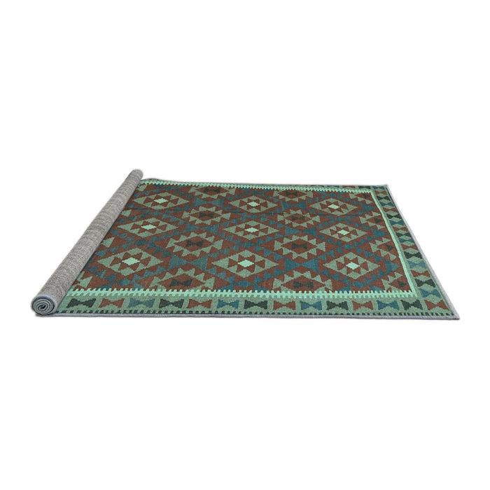 Sideview of Machine Washable Oriental Light Blue Traditional Rug, wshcon2215lblu