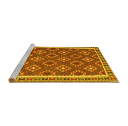 Sideview of Machine Washable Oriental Yellow Traditional Rug, wshcon2215yw