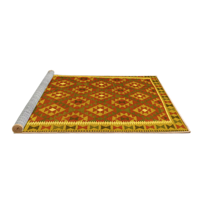 Sideview of Machine Washable Oriental Yellow Traditional Rug, wshcon2215yw