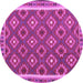 Round Machine Washable Oriental Purple Traditional Area Rugs, wshcon2215pur