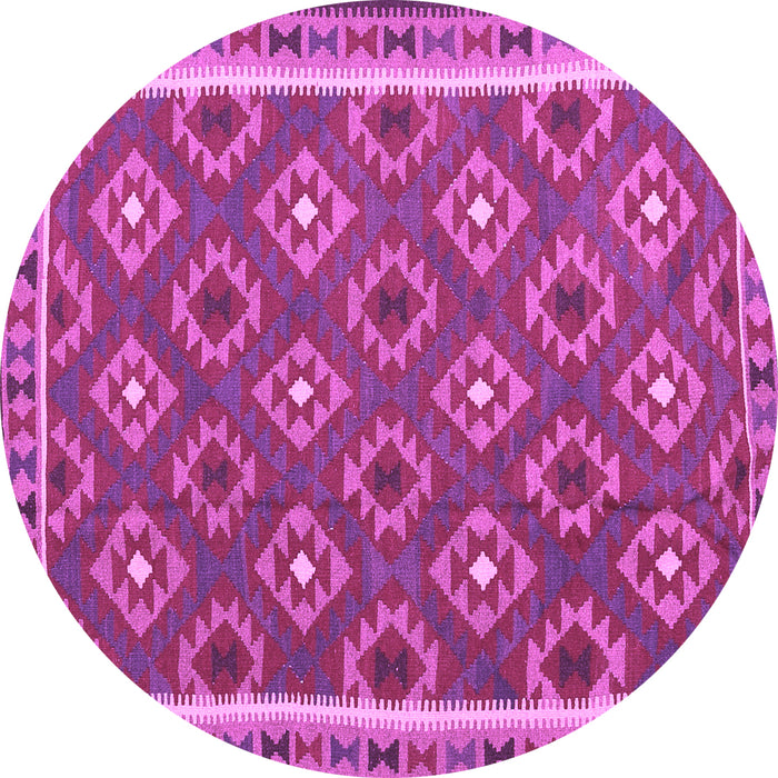 Round Oriental Purple Traditional Rug, con2215pur