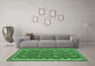 Machine Washable Oriental Emerald Green Traditional Area Rugs in a Living Room,, wshcon2215emgrn