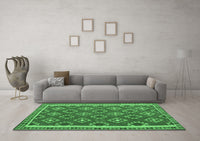 Machine Washable Oriental Emerald Green Traditional Rug, wshcon2215emgrn