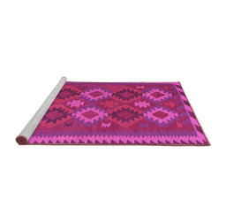 Sideview of Machine Washable Oriental Pink Traditional Rug, wshcon2216pnk