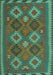 Machine Washable Oriental Turquoise Traditional Area Rugs, wshcon2216turq