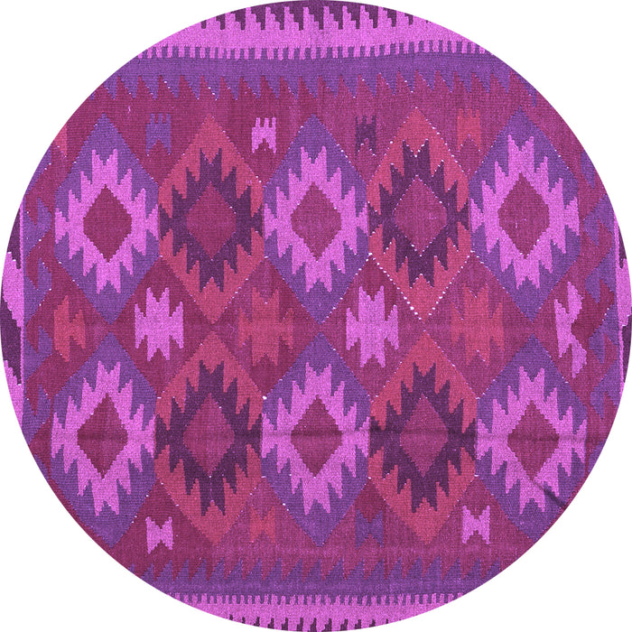 Round Machine Washable Oriental Purple Traditional Area Rugs, wshcon2216pur