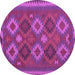 Round Machine Washable Oriental Purple Traditional Area Rugs, wshcon2216pur