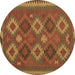 Round Oriental Brown Traditional Rug, con2216brn