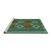 Sideview of Machine Washable Oriental Turquoise Traditional Area Rugs, wshcon2216turq