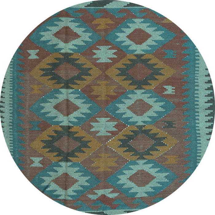 Round Oriental Light Blue Traditional Rug, con2216lblu