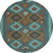 Round Oriental Light Blue Traditional Rug, con2216lblu