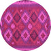 Round Machine Washable Oriental Pink Traditional Rug, wshcon2216pnk