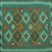 Square Machine Washable Oriental Turquoise Traditional Area Rugs, wshcon2216turq