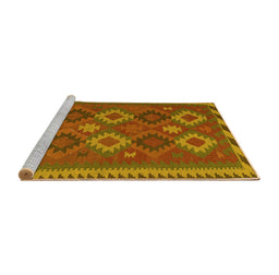 Sideview of Machine Washable Oriental Yellow Traditional Rug, wshcon2216yw